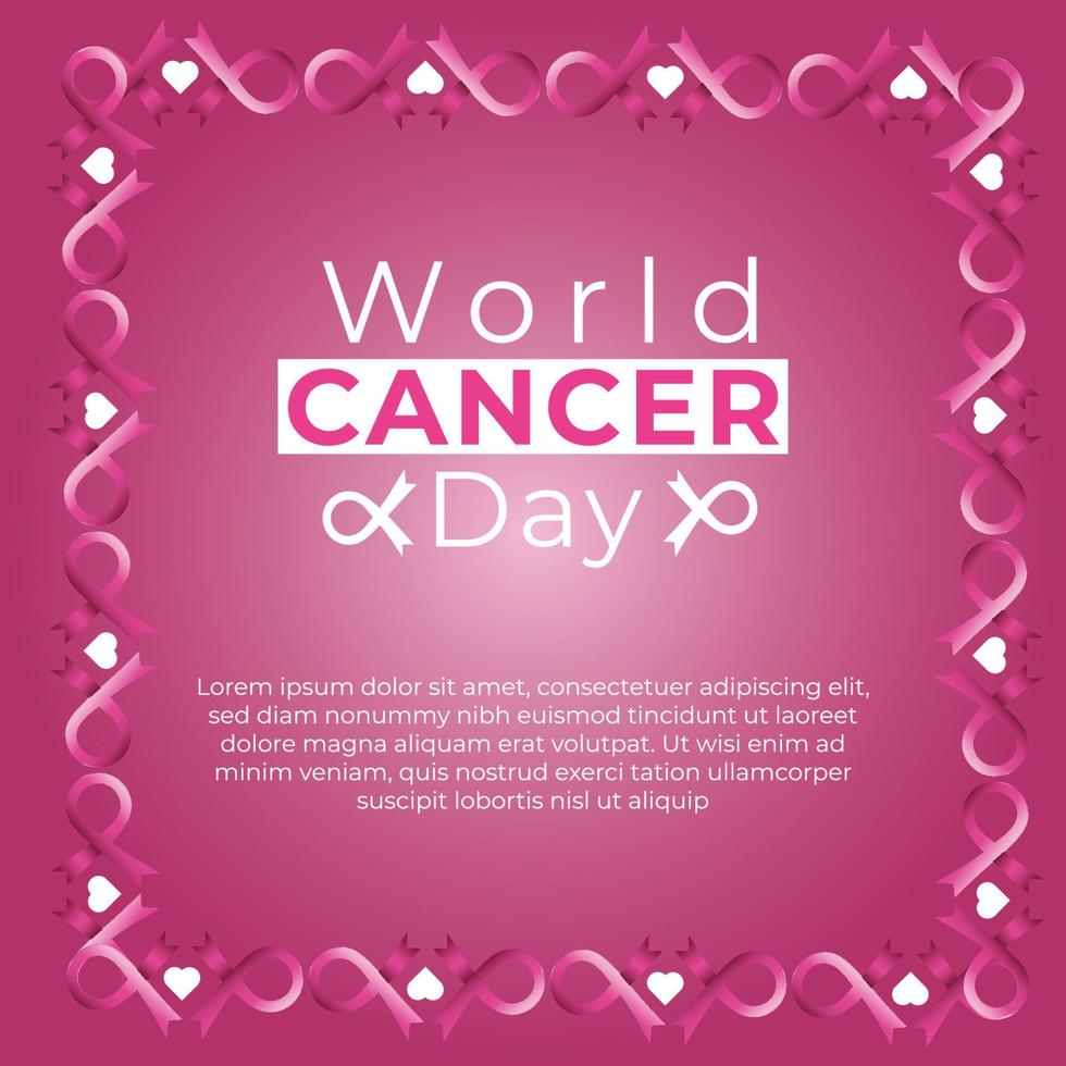 Free Vector Cancer Day Pink Background With Lorem Ipsum