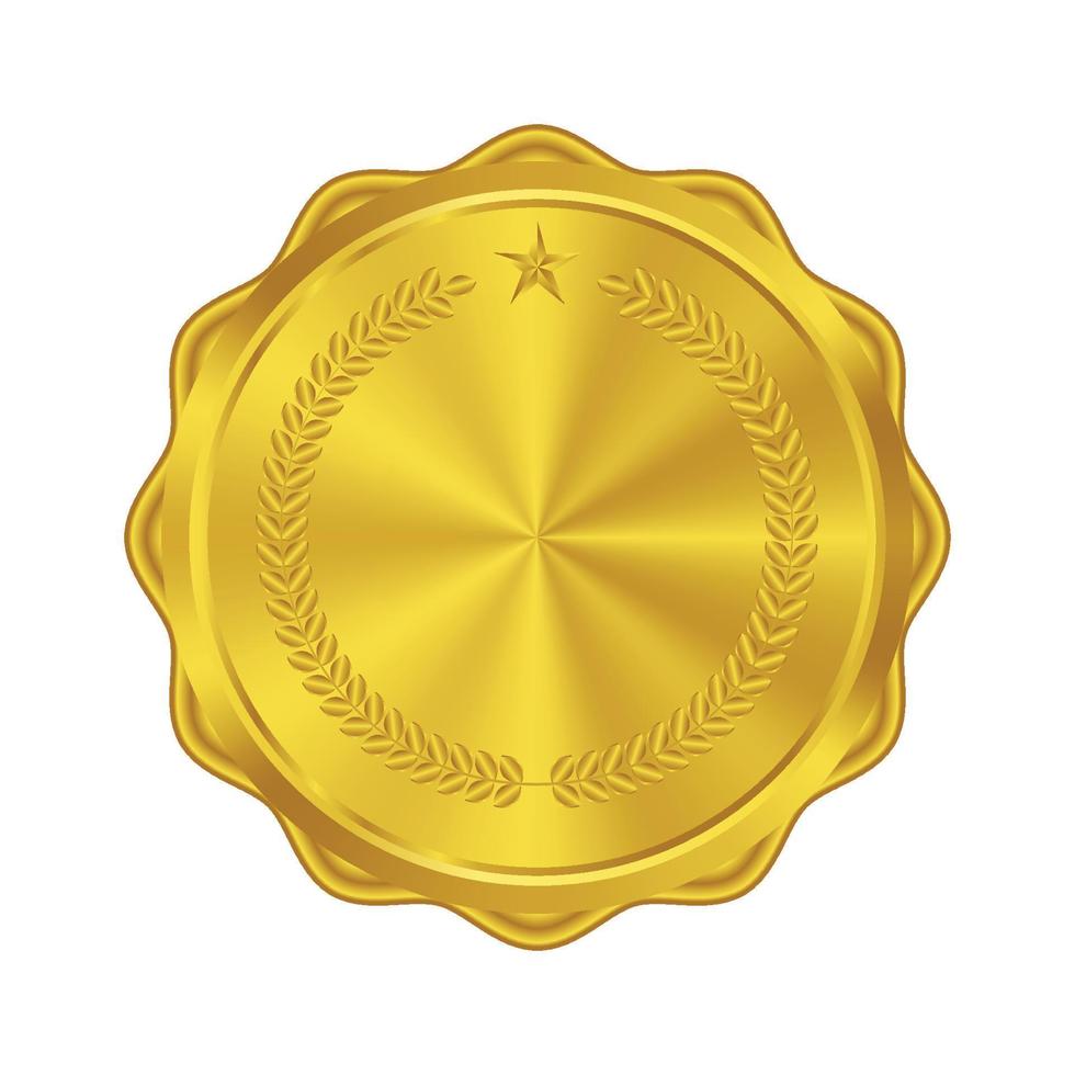 Golden badge, stamp on white background. Luxury seals. Vector design elements