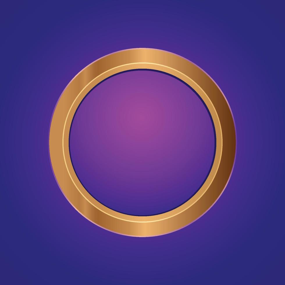 Blue button with gold border on white background vector