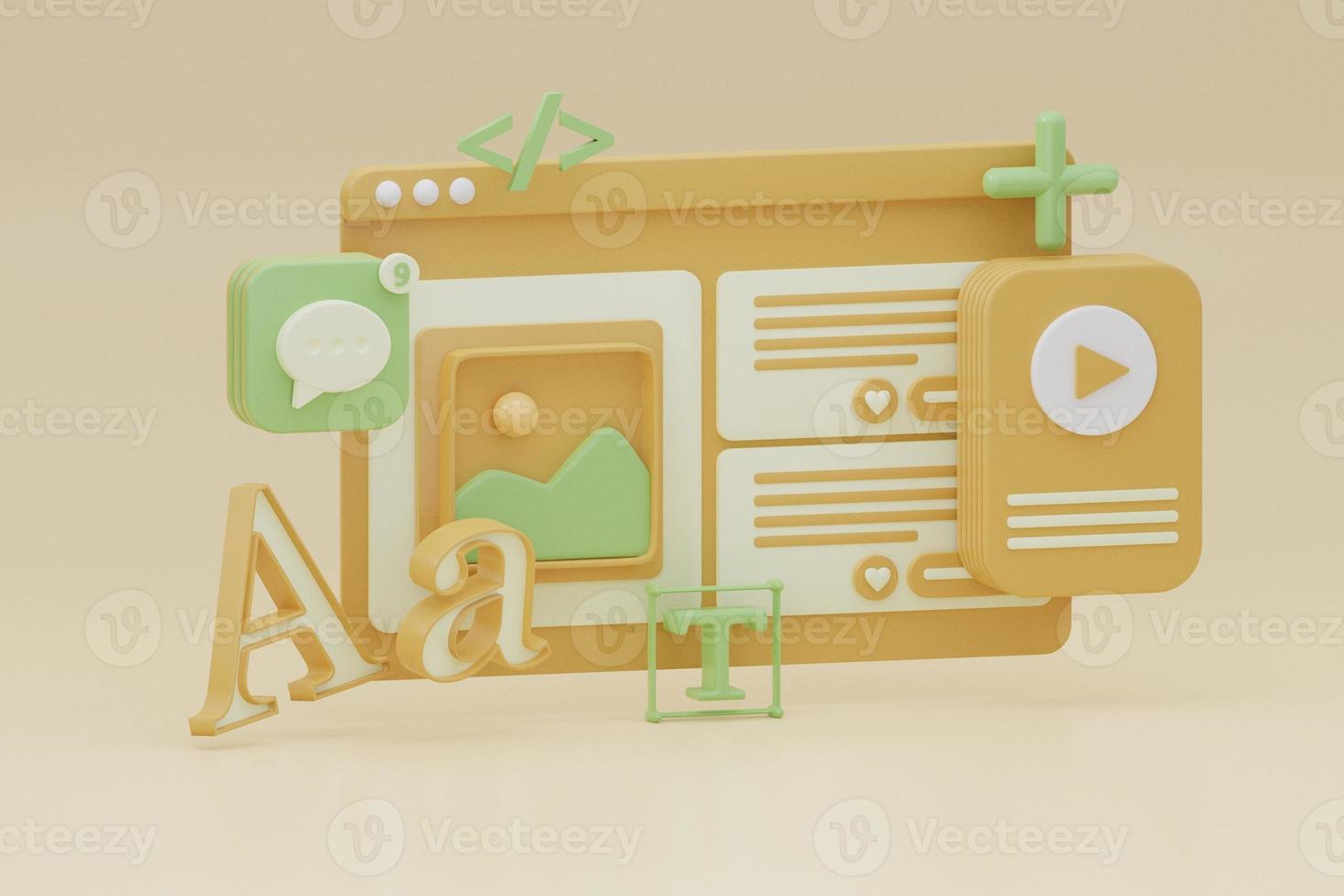 Digital marketing or online advertising for landing page, homepage, website. 3d rendering photo