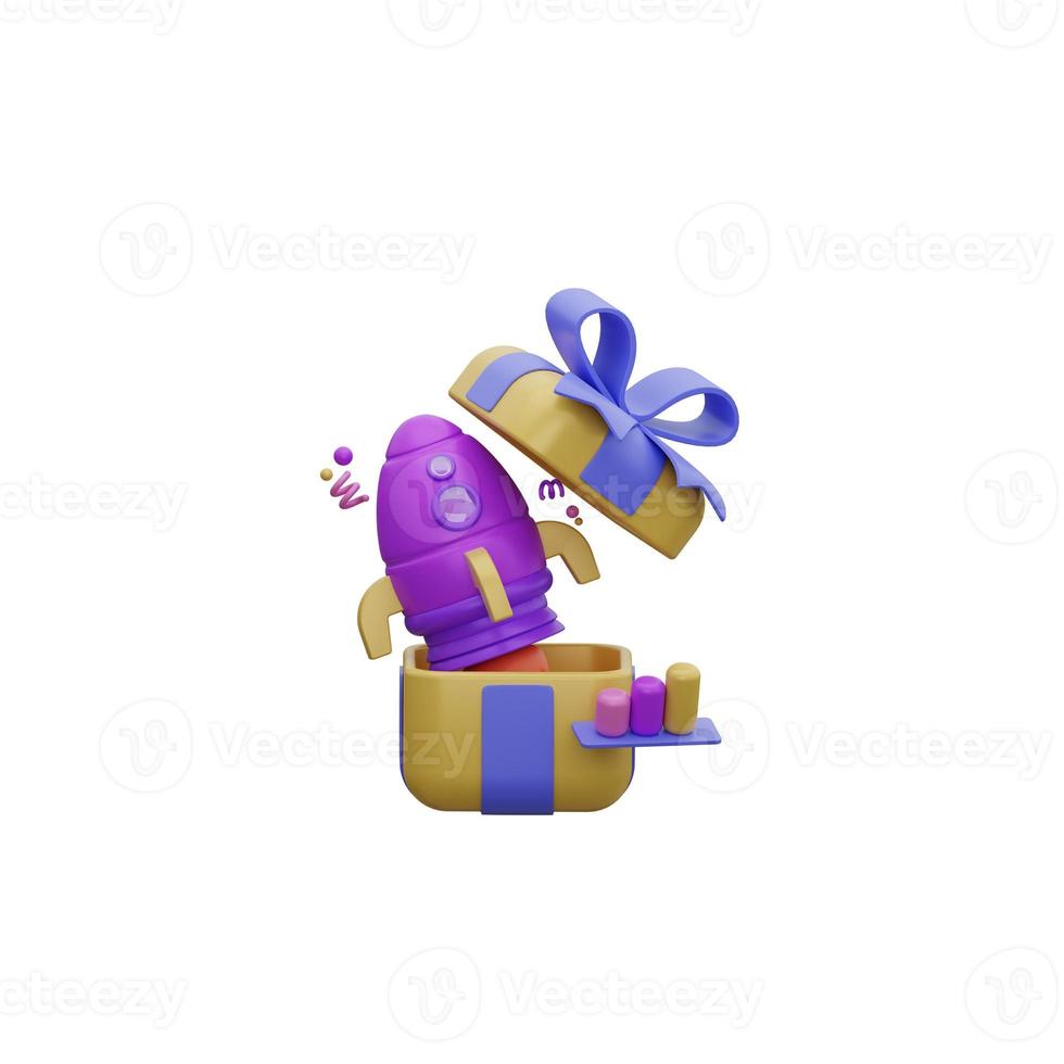rocket business open box. 3d rendering photo
