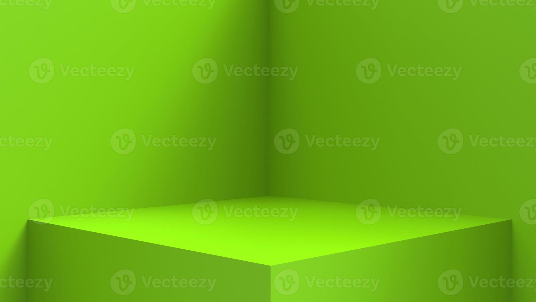 blank stand interior design, empty room for show case background, 3D rendering green blank stand interior design photo