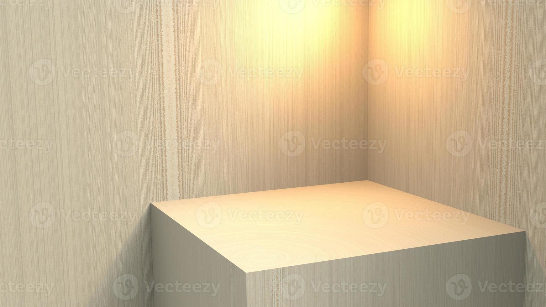 blank stand interior design, empty room for show case background, 3D rendering mapple wood blank stand interior design photo