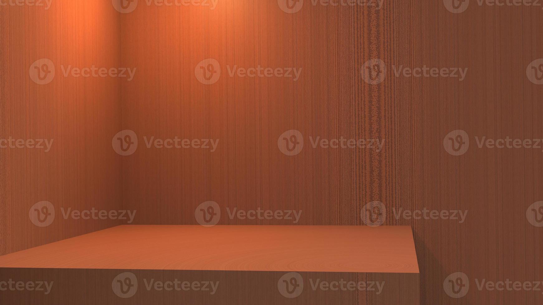 blank stand interior design, empty room for show case background, 3D rendering mahogany wood blank stand interior design photo