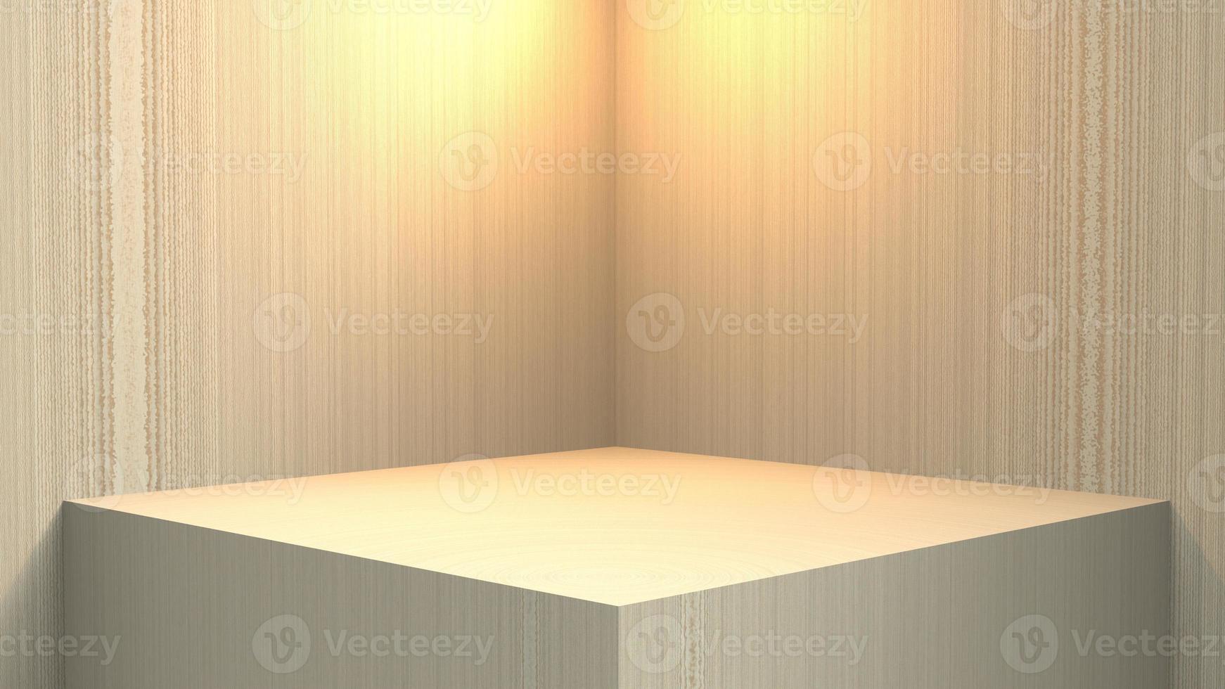 blank stand interior design, empty room for show case background, 3D rendering mapple wood blank stand interior design photo