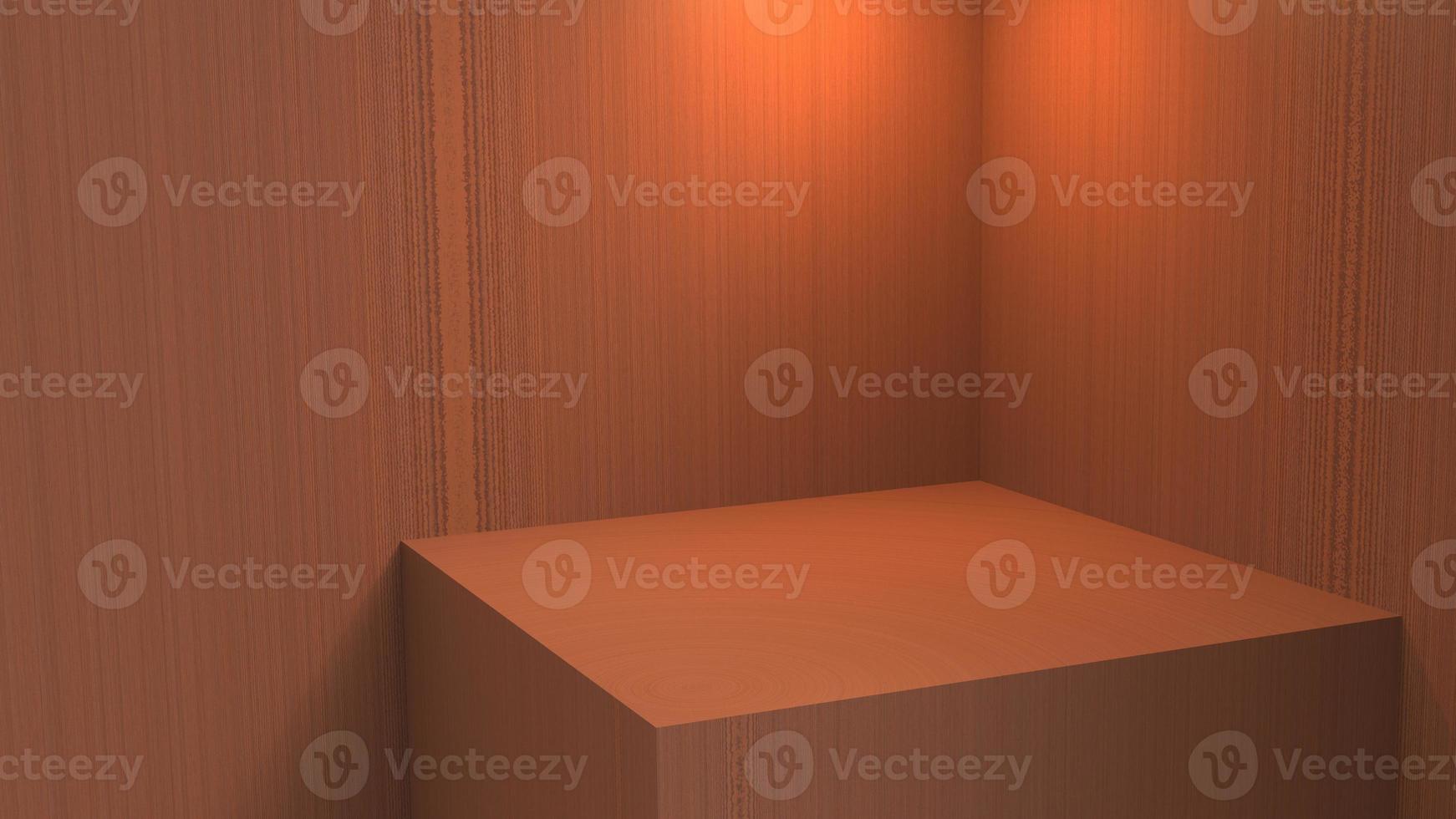 blank stand interior design, empty room for show case background, 3D rendering mahogany wood blank stand interior design photo