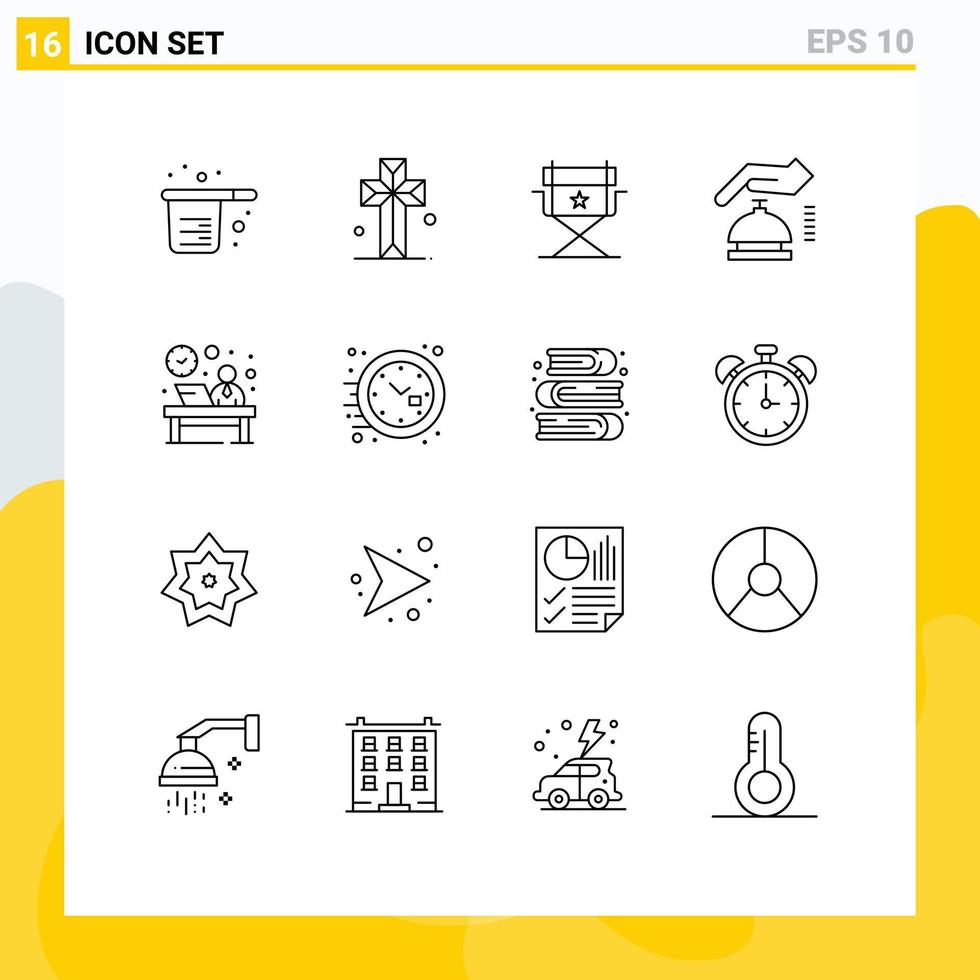 Set of 16 Vector Outlines on Grid for front security parish cyber gdpr Editable Vector Design Elements