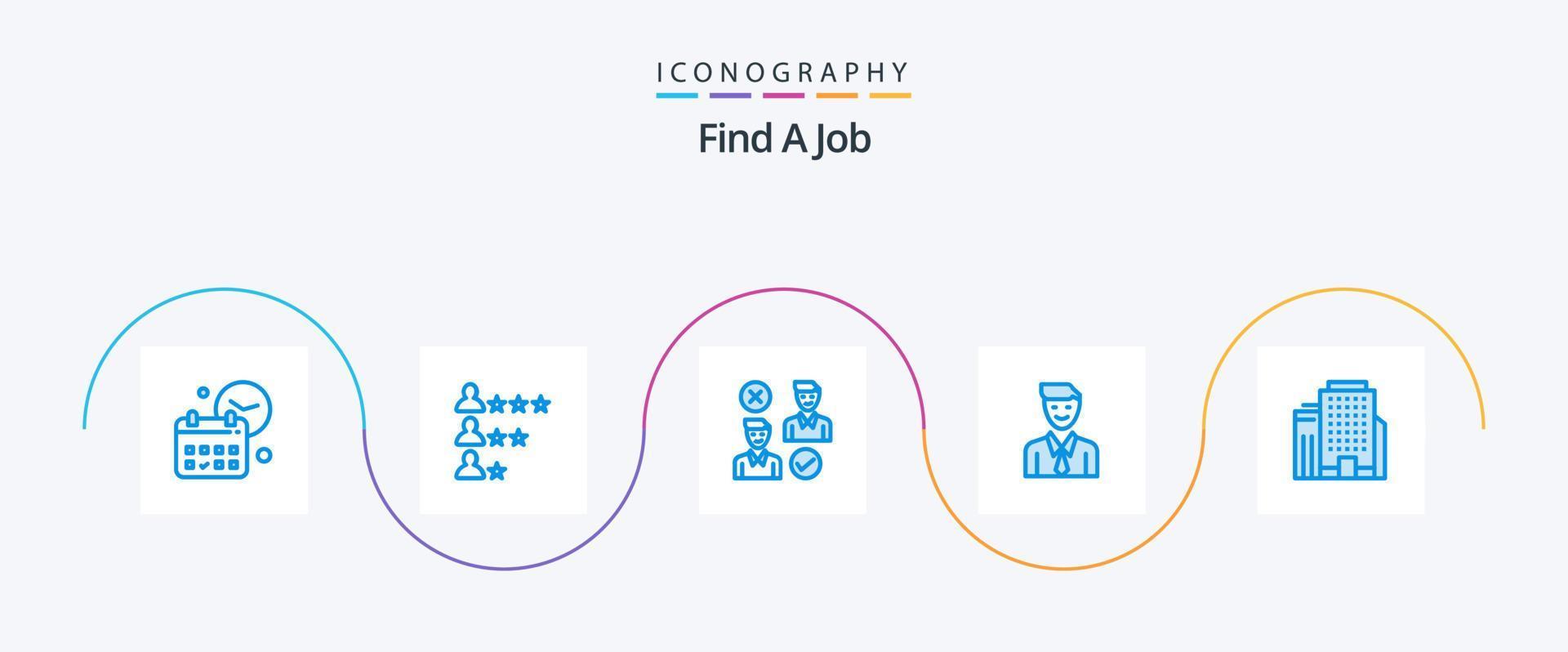 Find A Job Blue 5 Icon Pack Including man. executive. network. business. good vector