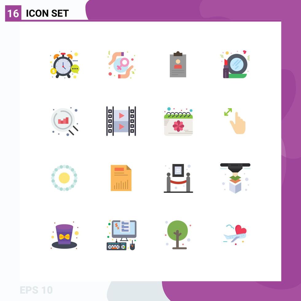 Set of 16 Vector Flat Colors on Grid for mirror glass rights cv clipboard Editable Pack of Creative Vector Design Elements
