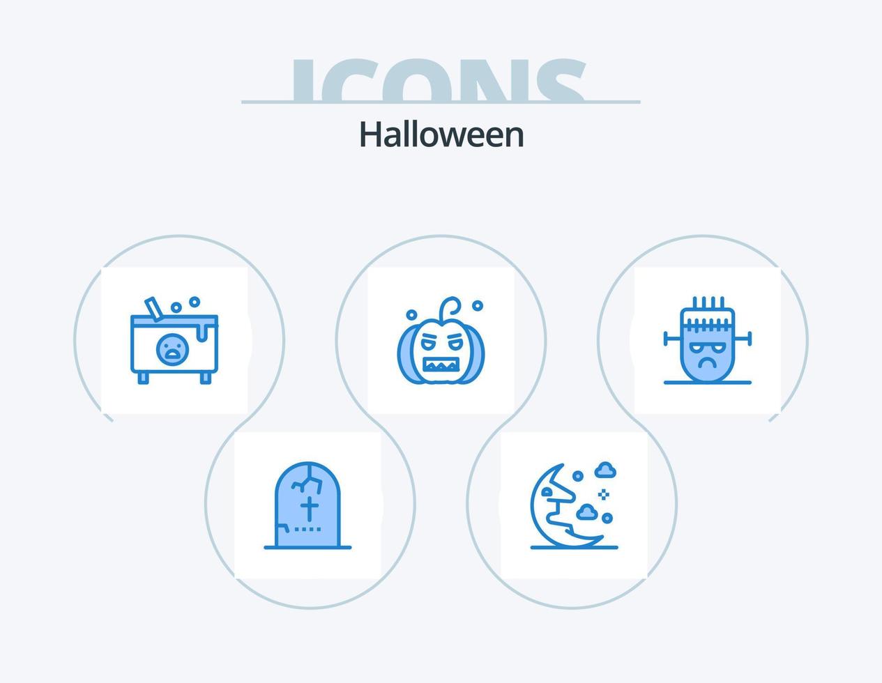 Halloween Blue Icon Pack 5 Icon Design. pumpkin. halloween. sky. bats. halloween vector