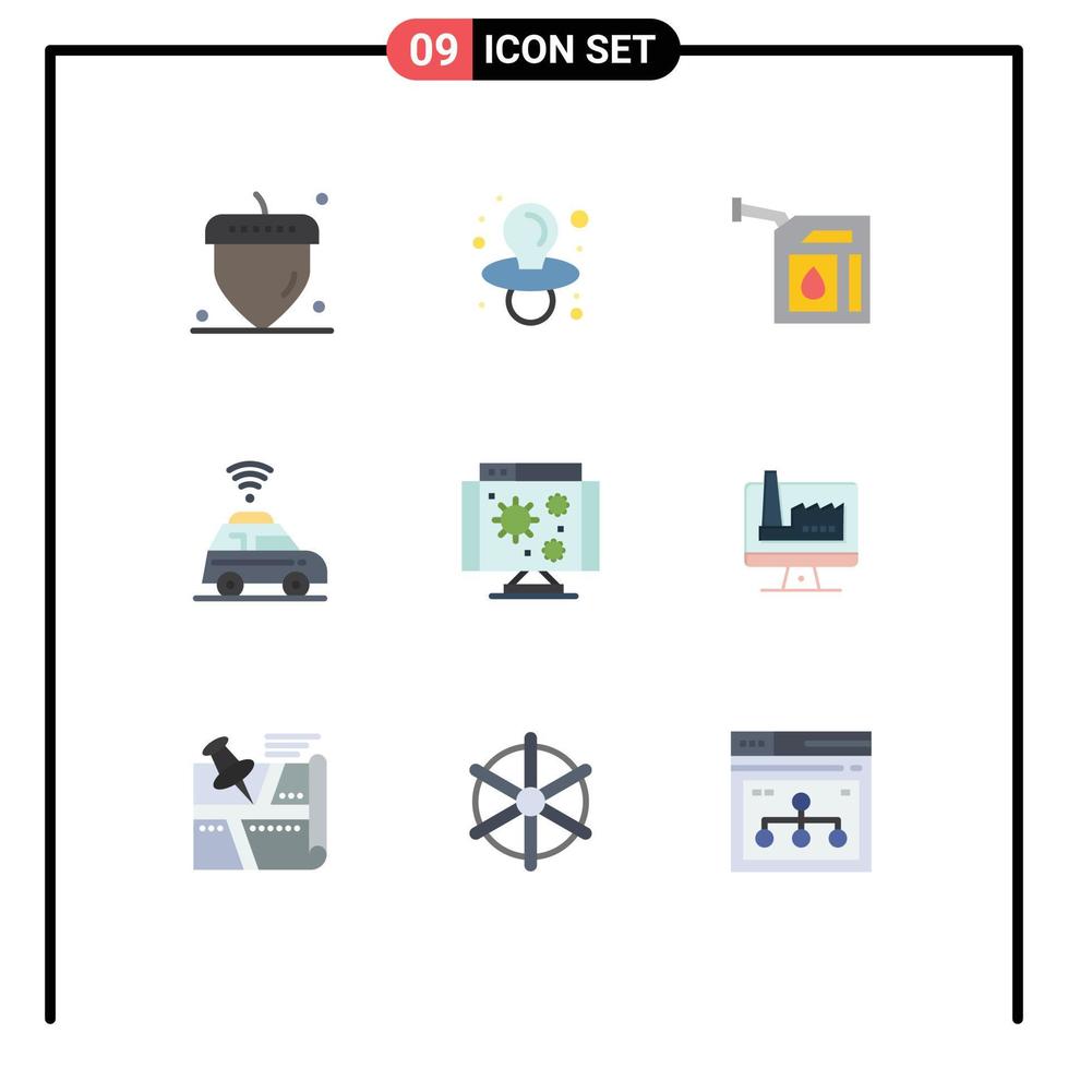 9 Creative Icons Modern Signs and Symbols of computer internet petrol computer map Editable Vector Design Elements