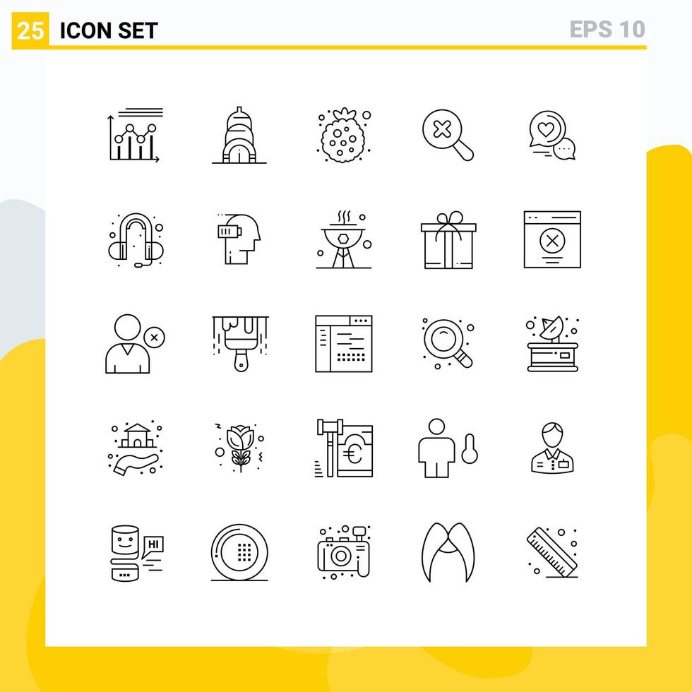 25 Creative Icons Modern Signs and Symbols of sms chat bubble berry zoom in Editable Vector Design Elements