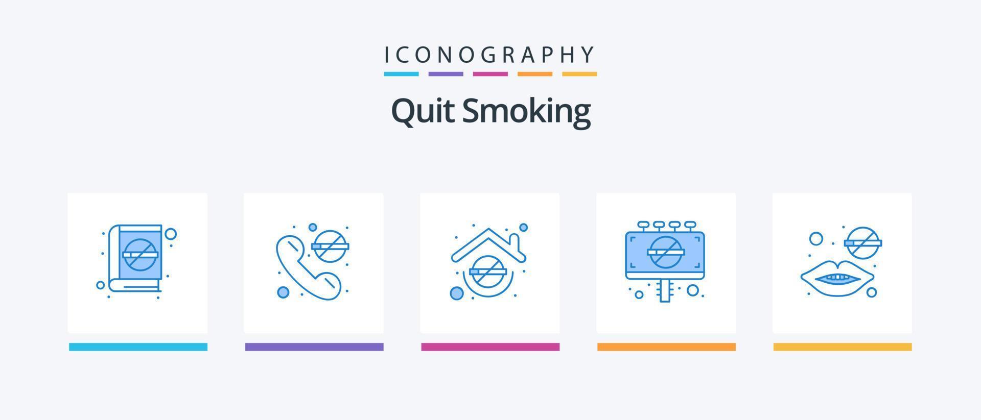 Quit Smoking Blue 5 Icon Pack Including cigarette. ad. home. cigarette. Creative Icons Design vector
