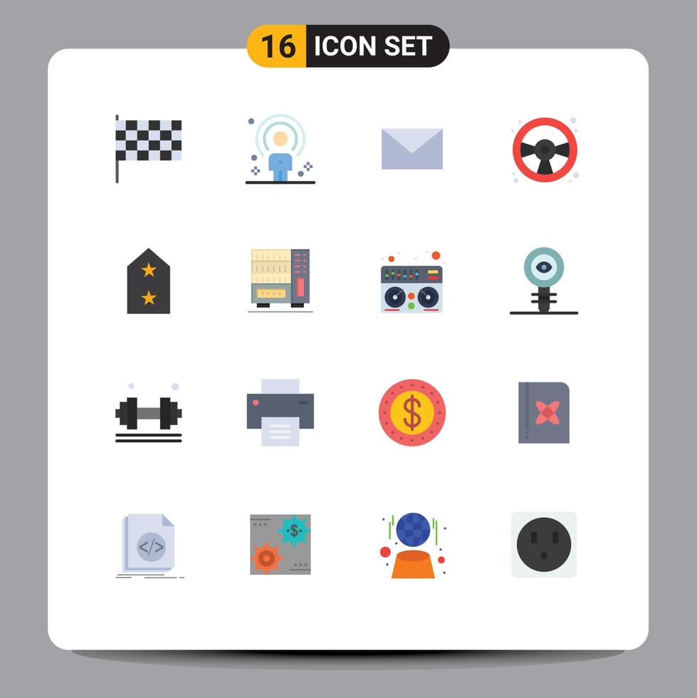 Stock Vector Icon Pack of 16 Line Signs and Symbols for medal army email play fun Editable Pack of Creative Vector Design Elements