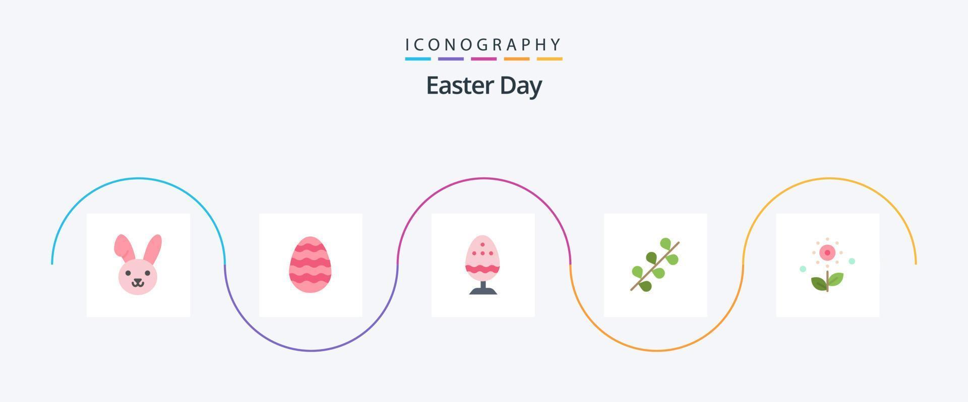 Easter Flat 5 Icon Pack Including plant. spring. boiled egg. holiday. catkin vector