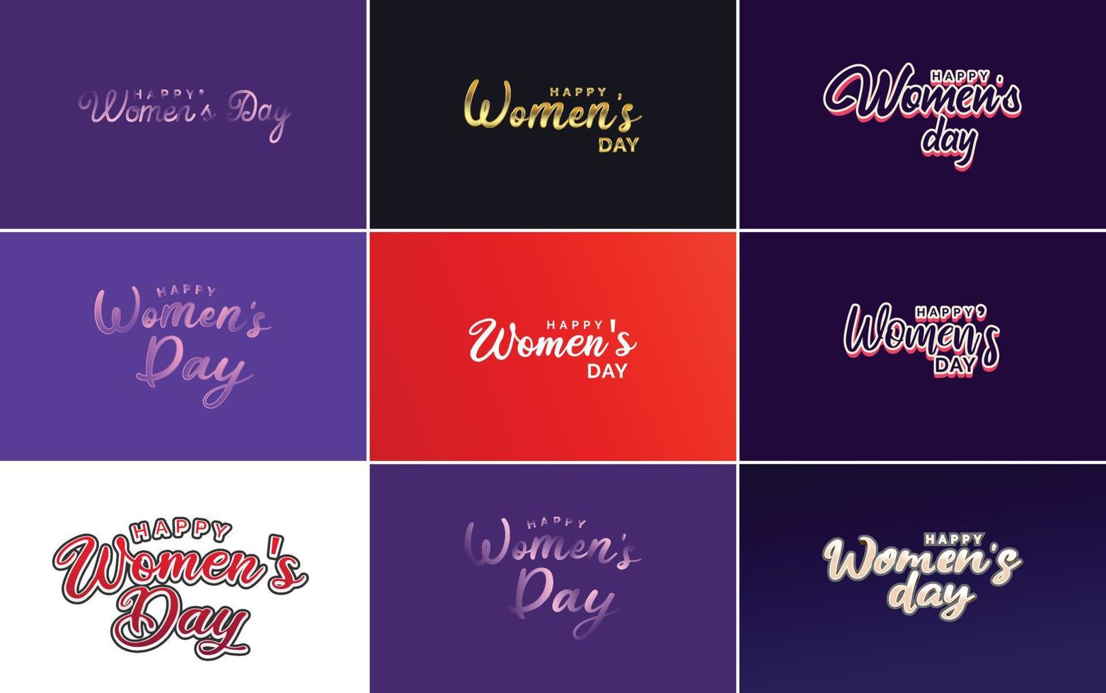 Set of cards with International Women's Day logo and a bright. colorful design vector