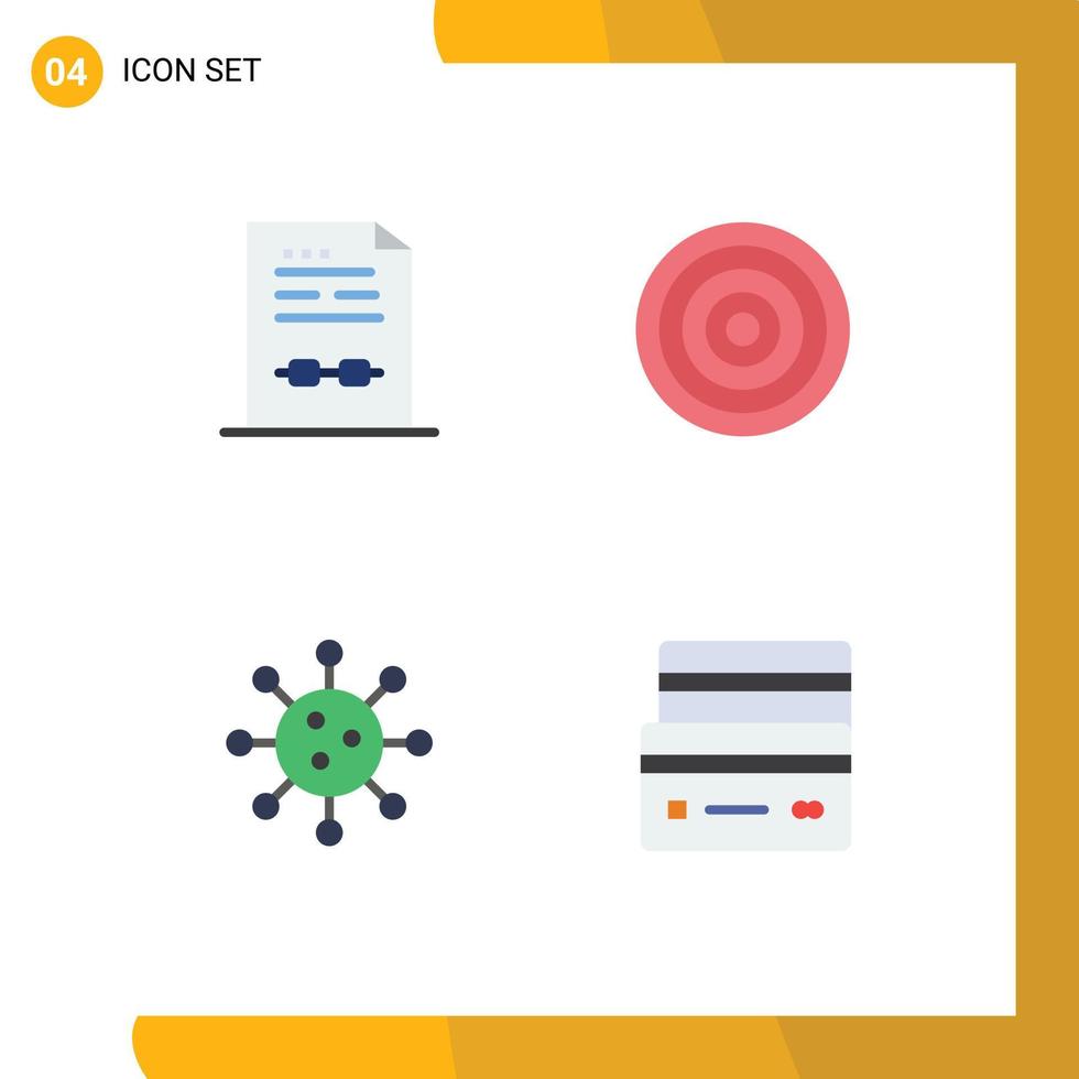 4 Creative Icons Modern Signs and Symbols of agreement biochemistry contract dart cell Editable Vector Design Elements