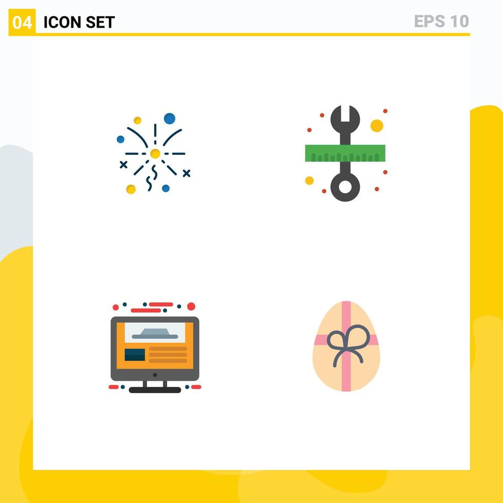 4 Universal Flat Icons Set for Web and Mobile Applications fireworks website repair scale report Editable Vector Design Elements