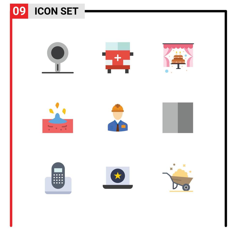 conjunto de 9 iconos de interfaz de usuario modernos símbolos signos para la industria pastel de agua gota de lluvia elementos de diseño vectorial editables vector