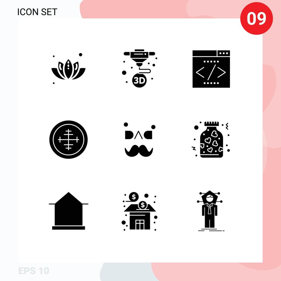 9 Solid Glyph concept for Websites Mobile and Apps dad soldier engine military army Editable Vector Design Elements