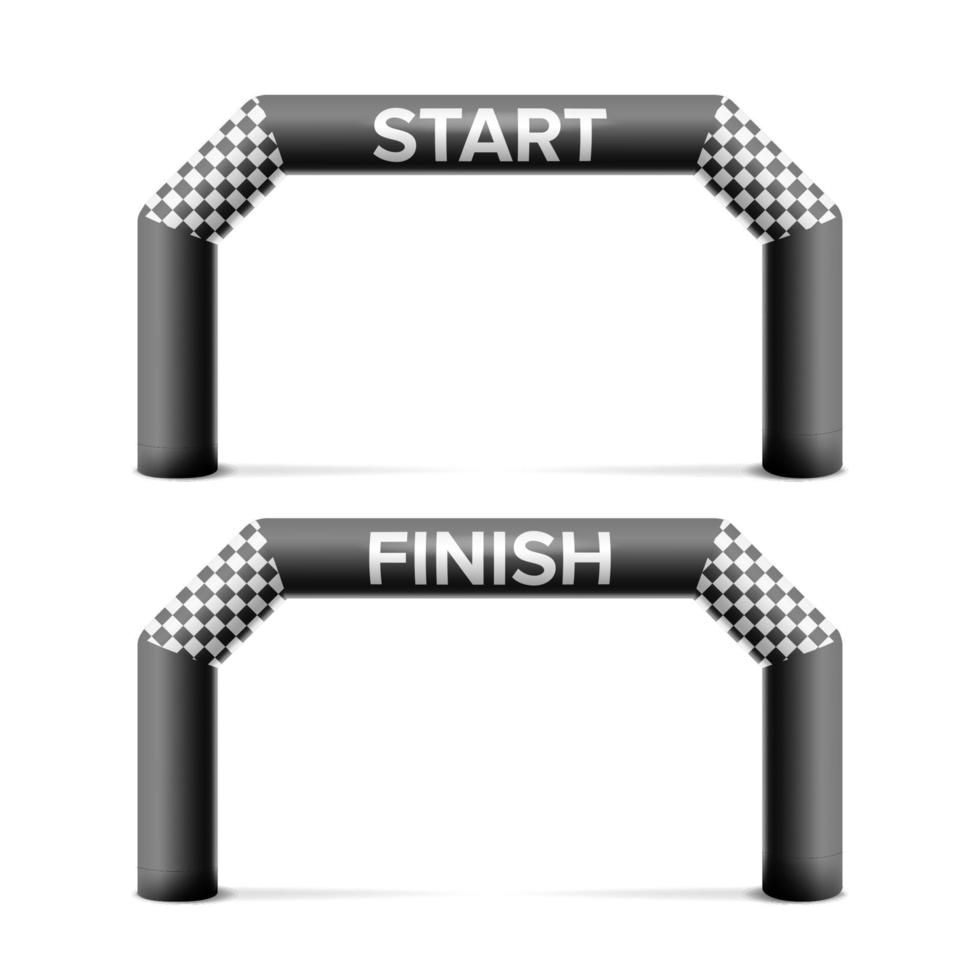 Inflatable Start, Finish Line Arch Vector. Place For Sponsors Advertising. Isolated On White Illustration vector