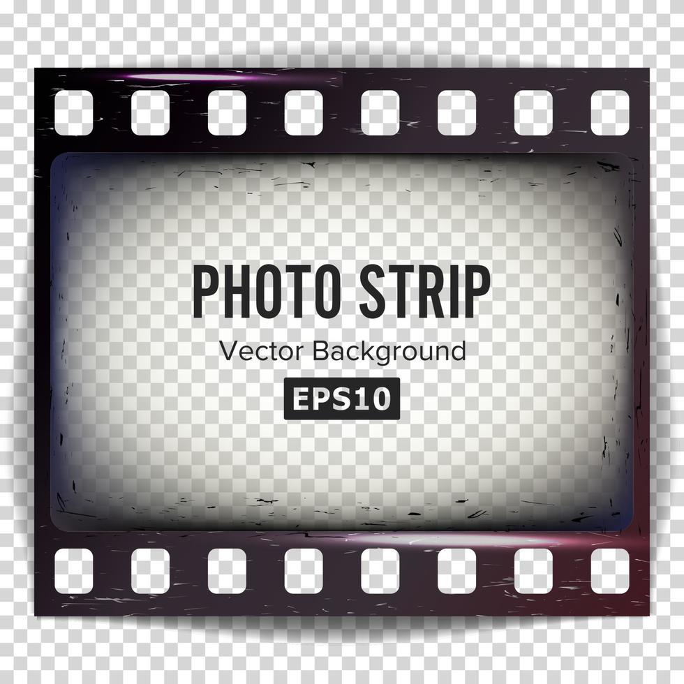Photo Strip Vector. Realistic Empty Frame Strip Blank. Grunge Scratched Template Isolated On White Background. vector