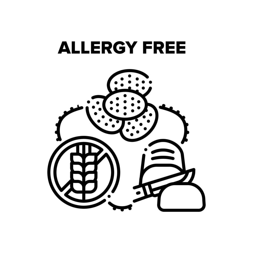 ilustraciones de vectores de alimentos saludables libres de alergias en negro