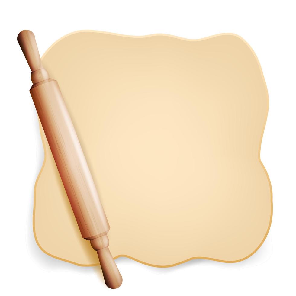 Dough Vector. Rolling Pin. Dough For Pizza Or Bread. Brochure Element. Isolated Illustration vector