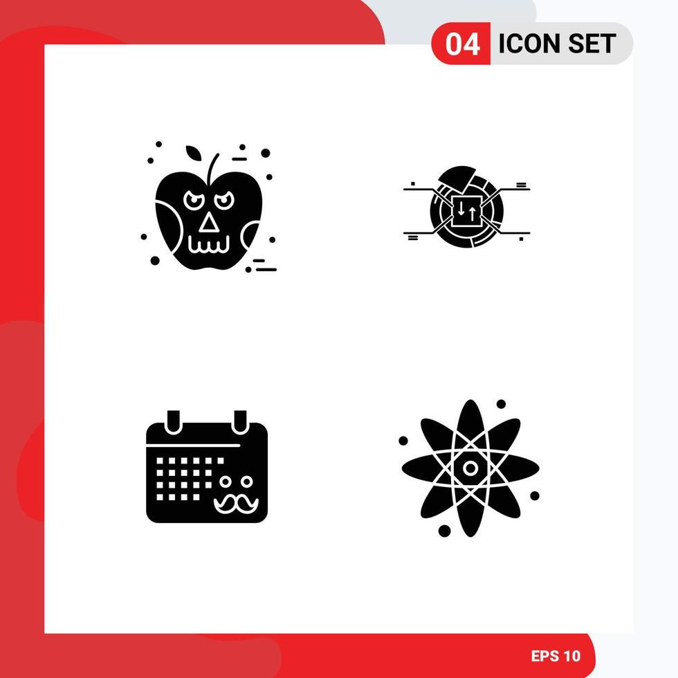 Modern Set of 4 Solid Glyphs and symbols such as apple dad skull report fathers day Editable Vector Design Elements