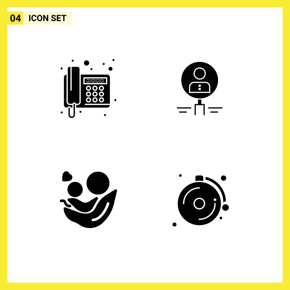 Set of 4 Modern UI Icons Symbols Signs for fax people telegram hiring search Editable Vector Design Elements