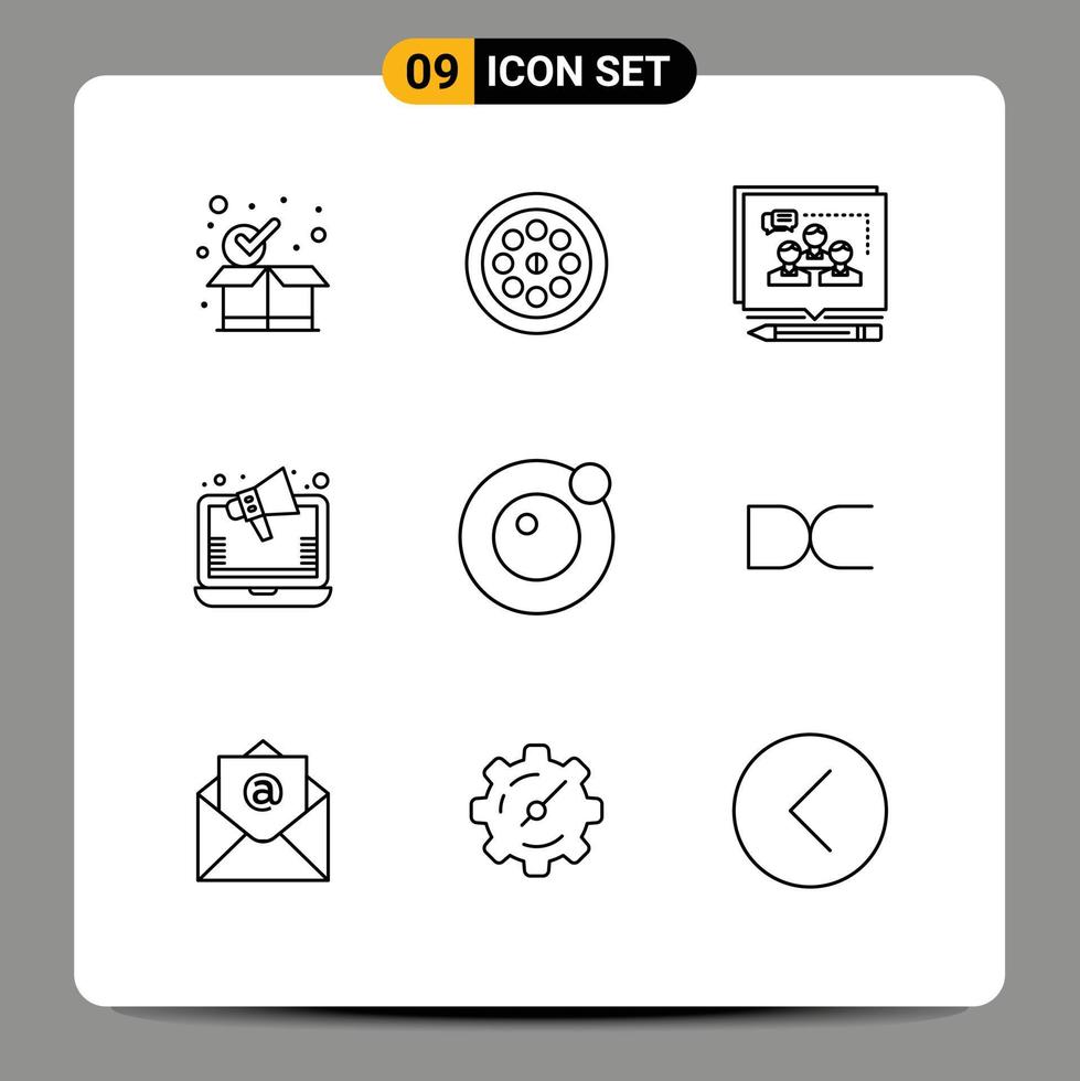 9 User Interface Outline Pack of modern Signs and Symbols of moon online analysis marketing debate Editable Vector Design Elements