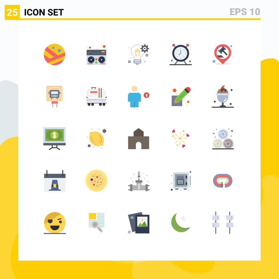 Pack of 25 creative Flat Colors of hammer time idea schedule alarm Editable Vector Design Elements