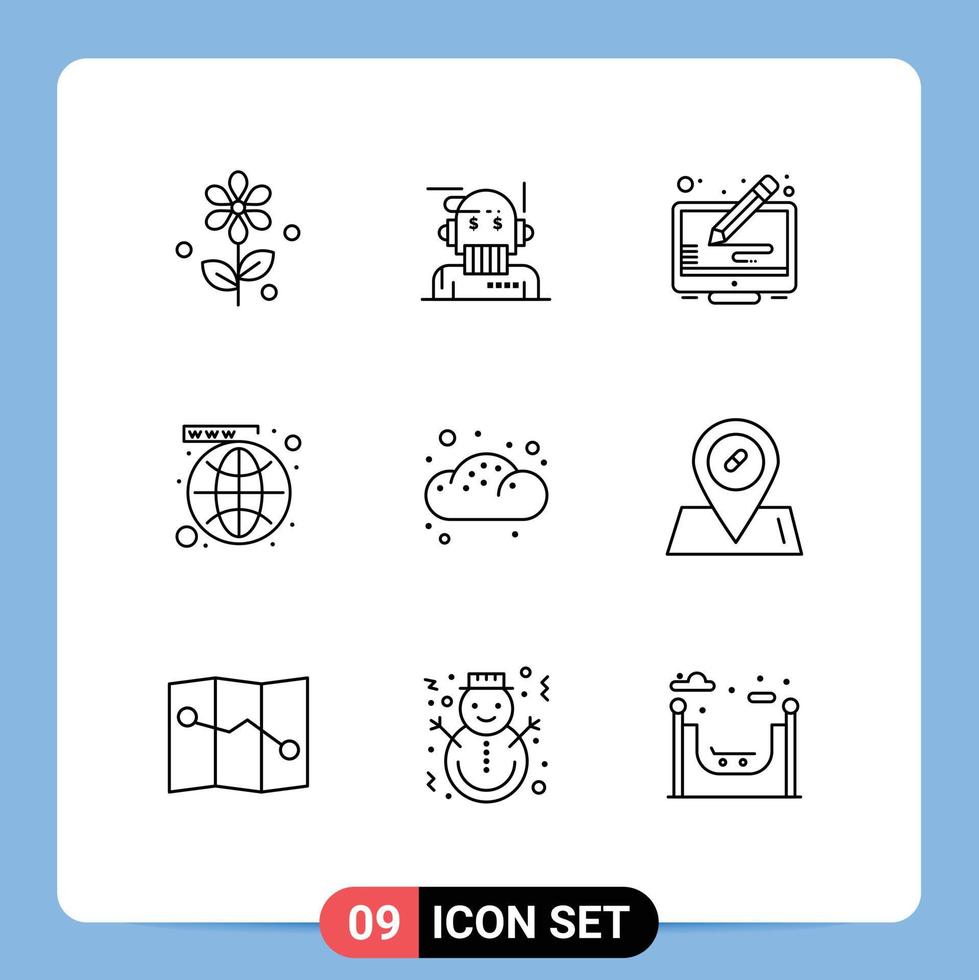 Set of 9 Modern UI Icons Symbols Signs for bakery website copy social media Editable Vector Design Elements