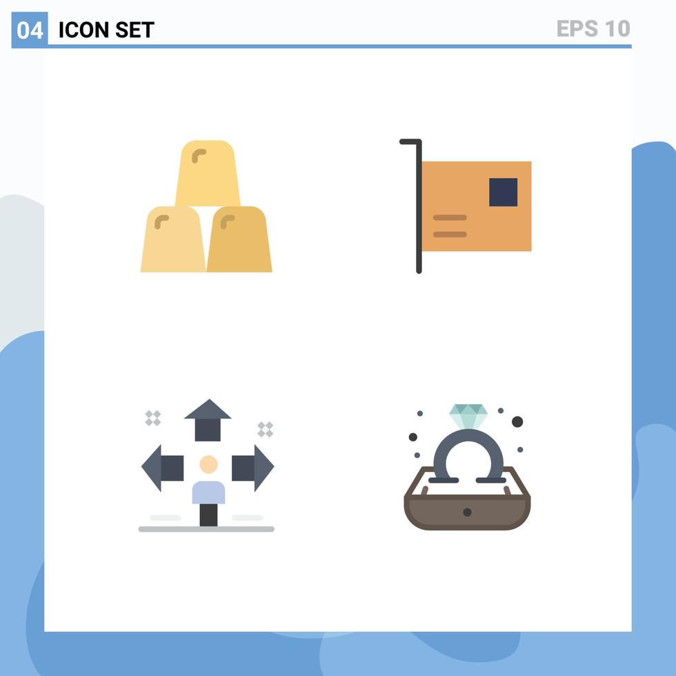 4 Universal Flat Icons Set for Web and Mobile Applications bars direction gold devices user Editable Vector Design Elements
