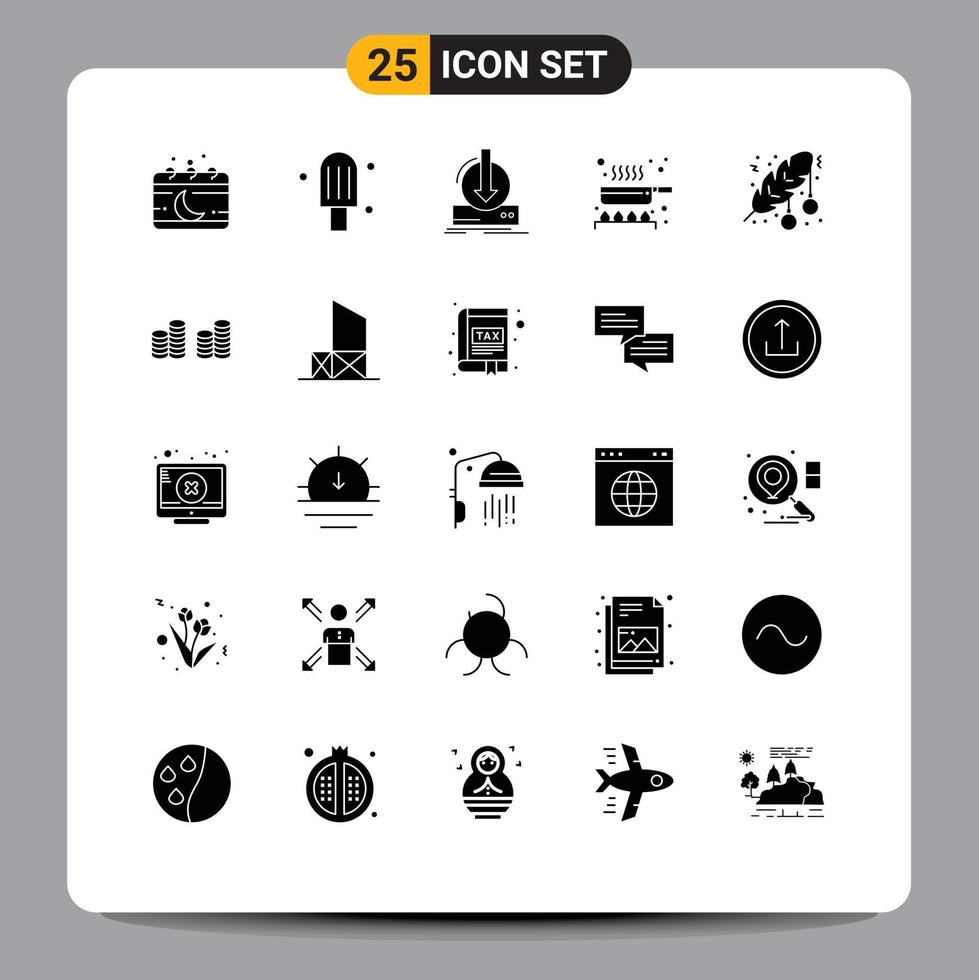 paquete de iconos de vector de stock de 25 signos y símbolos de línea para elementos de diseño de vector editables de juego de comida de sartén de bola