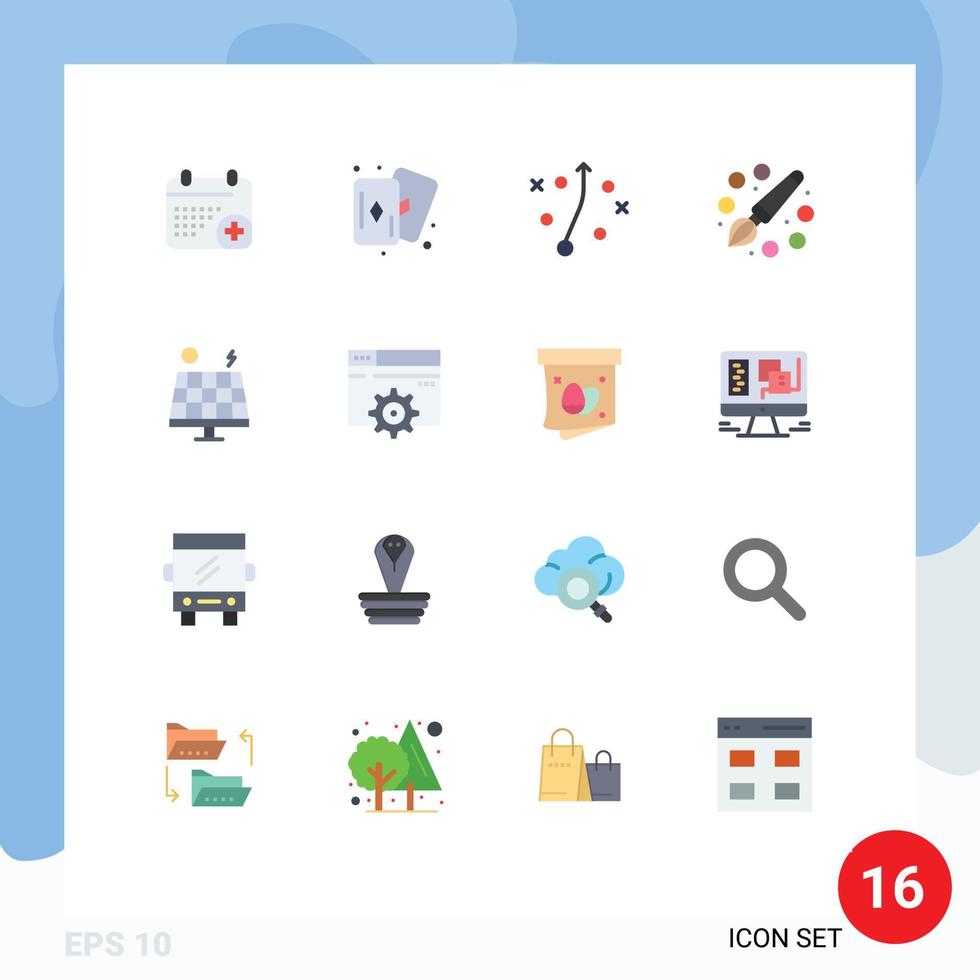 conjunto de 16 iconos de interfaz de usuario modernos signos de símbolos para el plan de entorno solar educación energética paquete editable de elementos de diseño de vectores creativos