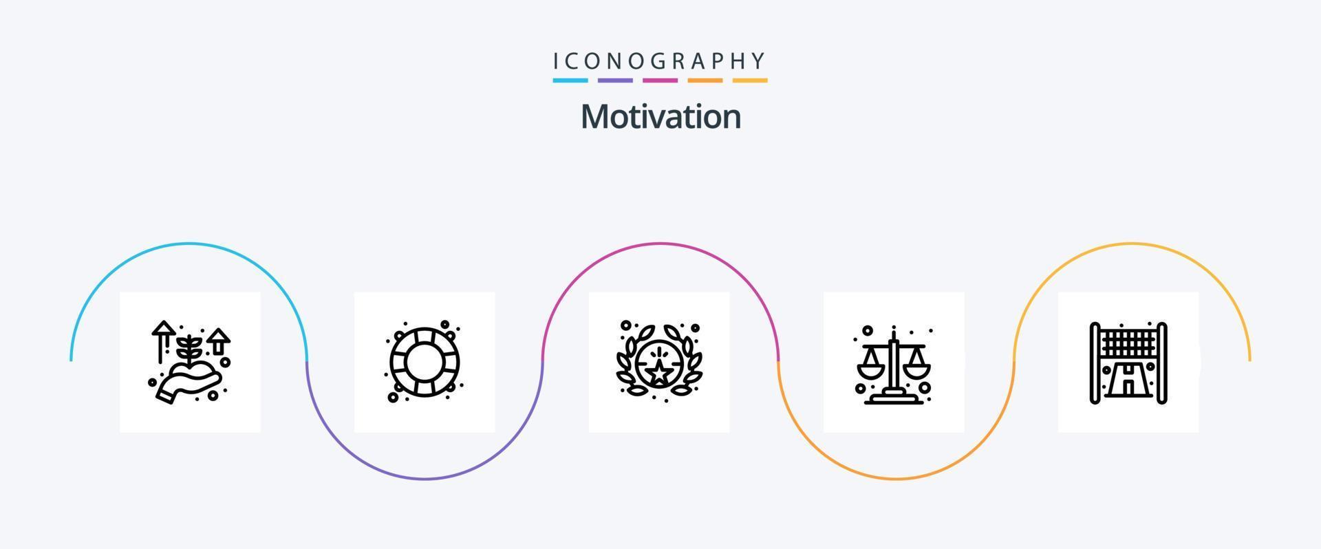 paquete de iconos de la línea de motivación 5 que incluye . línea. Insignia. terminar. igualdad vector