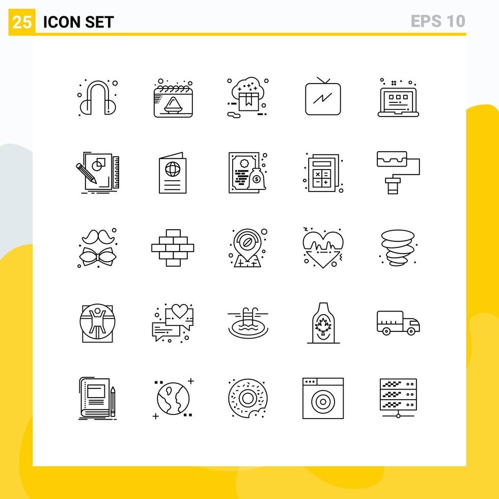 Universal Icon Symbols Group of 25 Modern Lines of view grid online refresh twitter Editable Vector Design Elements