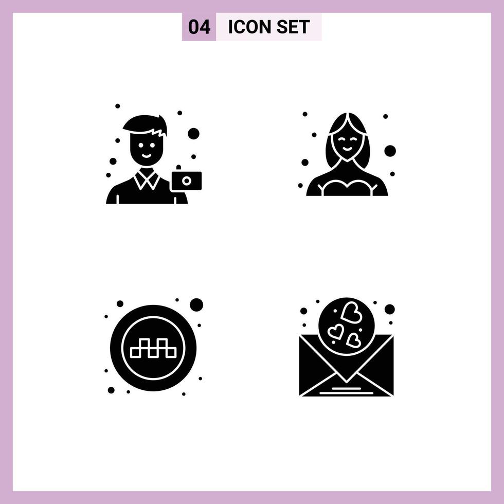 Universal Solid Glyph Signs Symbols of camera user photo dancer service Editable Vector Design Elements