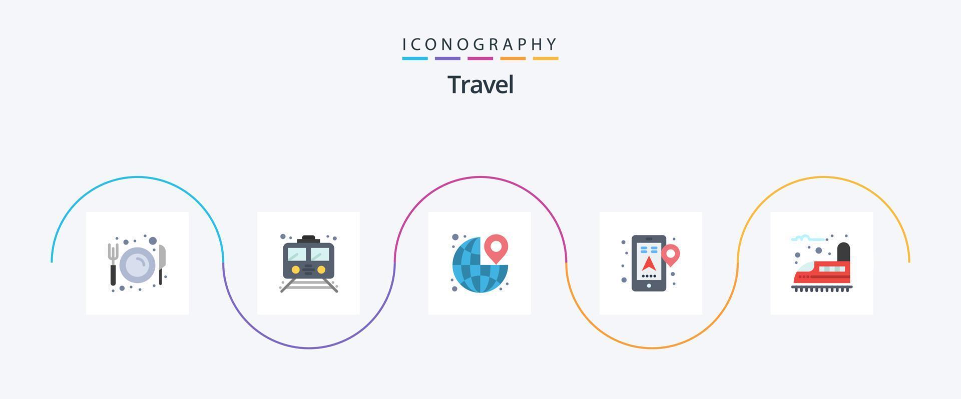 paquete de iconos de viaje plano 5 que incluye móvil. GPS. transporte. viajar. alfiler vector