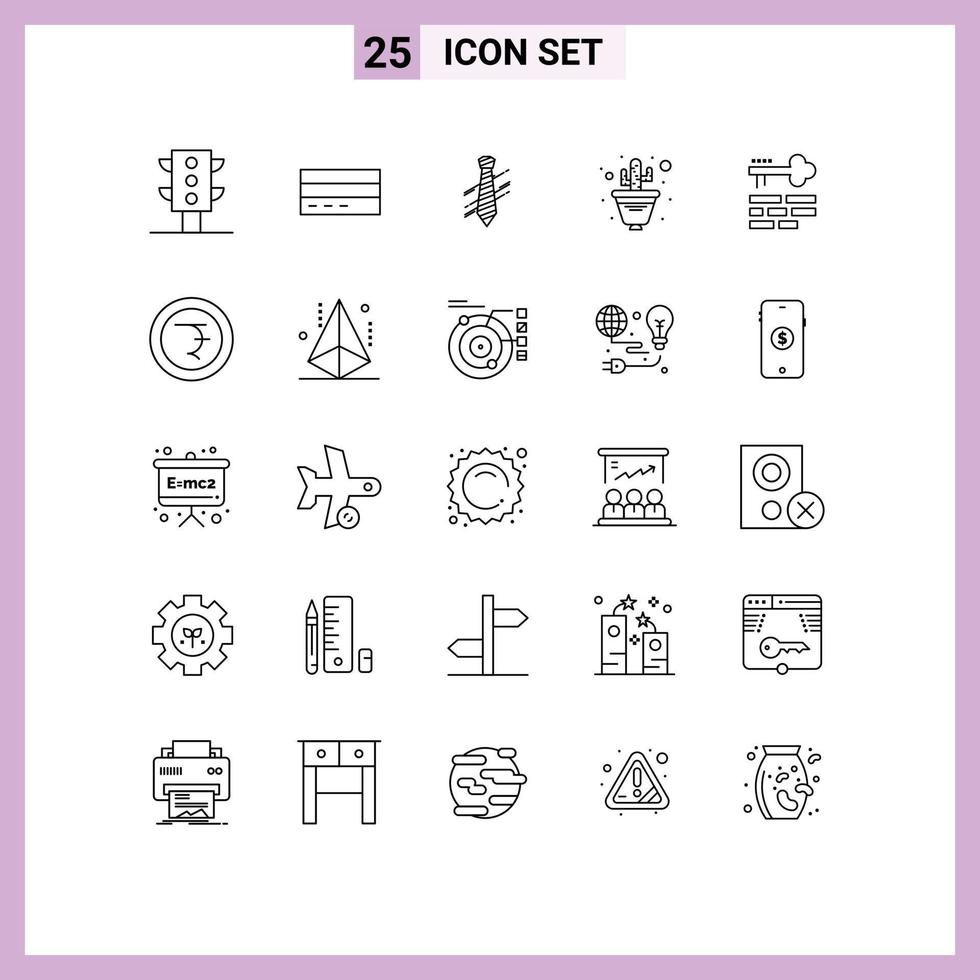 Universal Icon Symbols Group of 25 Modern Lines of flower pot flower user cactus fashion Editable Vector Design Elements