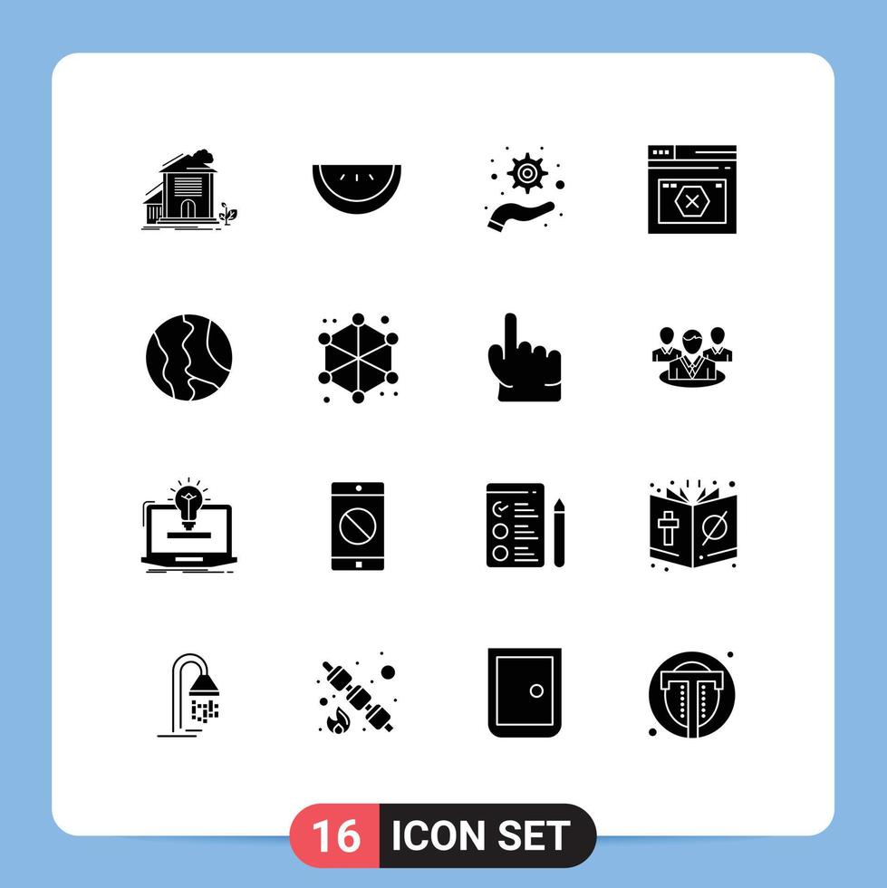 16 Universal Solid Glyphs Set for Web and Mobile Applications map global optimization error web Editable Vector Design Elements