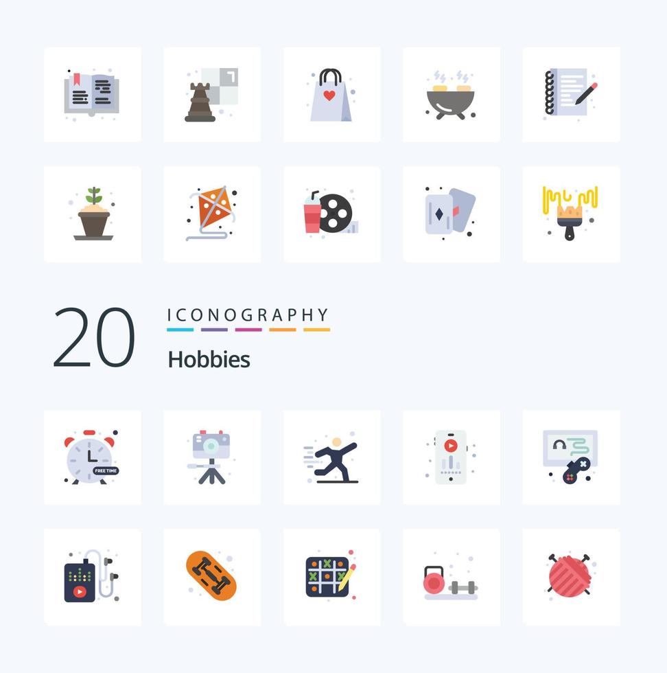 20 Hobbies Flat Color icon Pack like game hobbies hobbies hobby mp audio vector