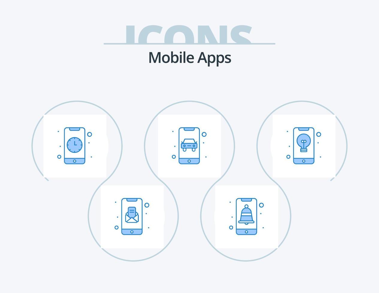 Mobile Apps Blue Icon Pack 5 Icon Design. creative. transport. alarm. online taxi. app vector