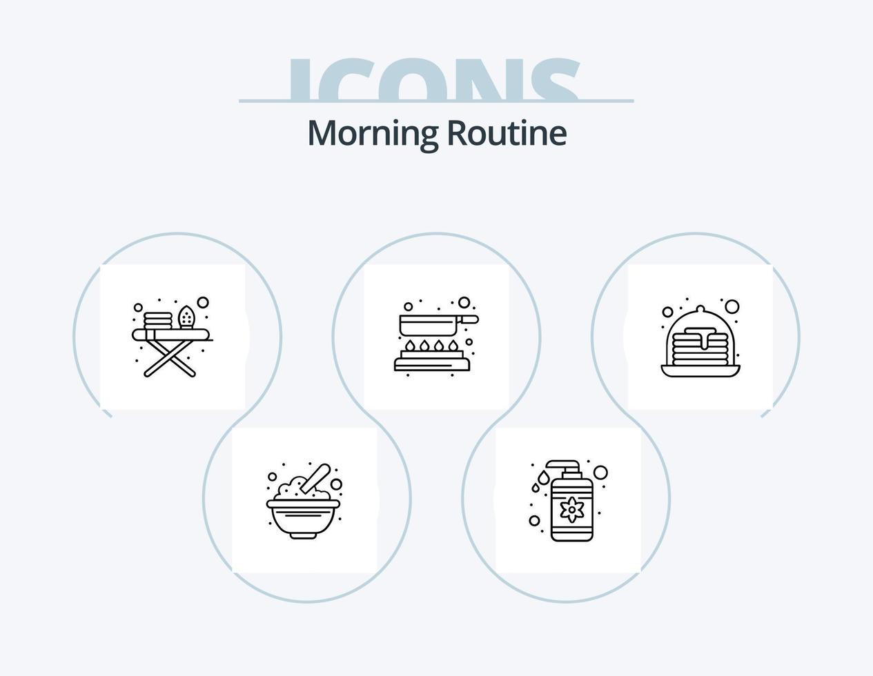 Morning Routine Line Icon Pack 5 Icon Design. liner. lips stick. bottle. set. comb vector