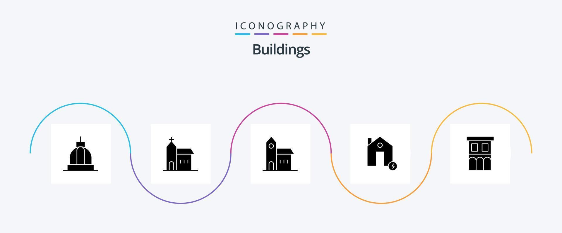 paquete de iconos de glifo 5 de edificios que incluye la casa. arquitectura. histórico. bienes. cargar vector