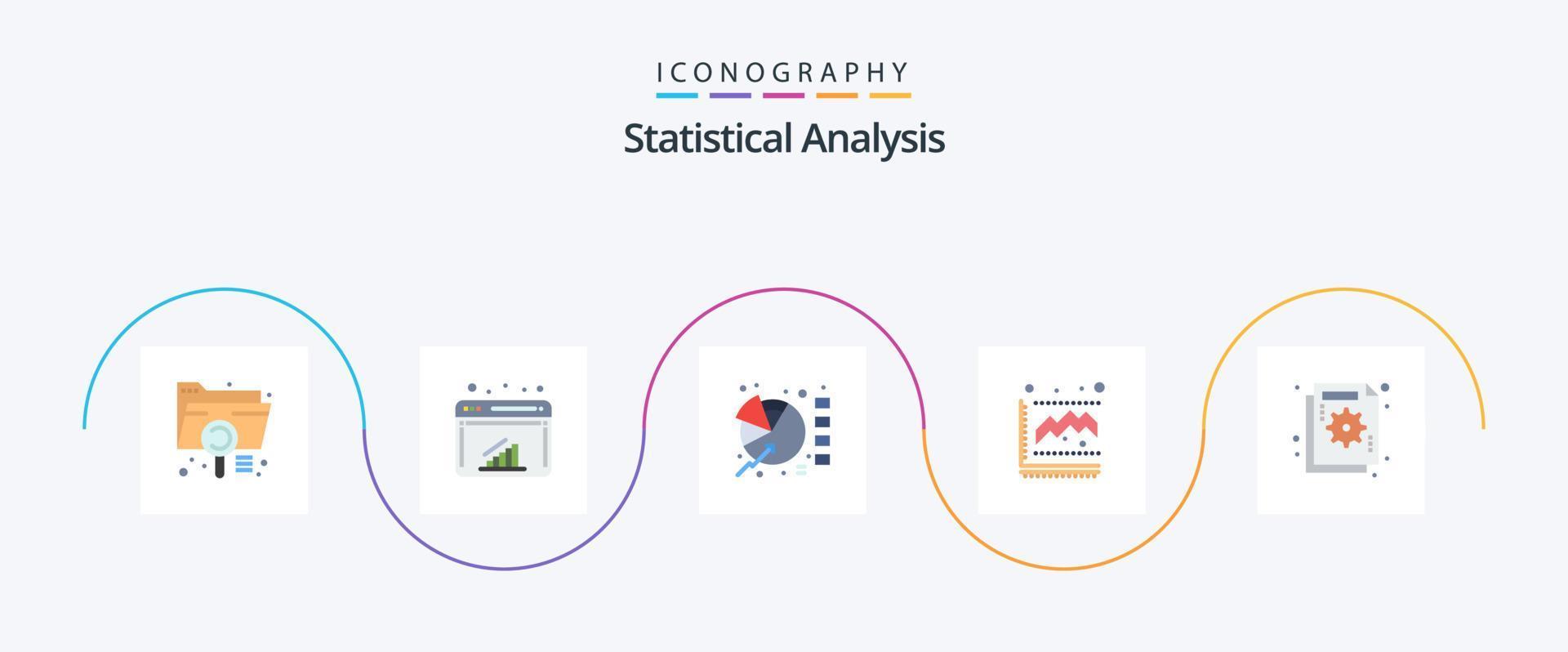 Statistical Analysis Flat 5 Icon Pack Including analysis. growth. web. graph. statistics vector