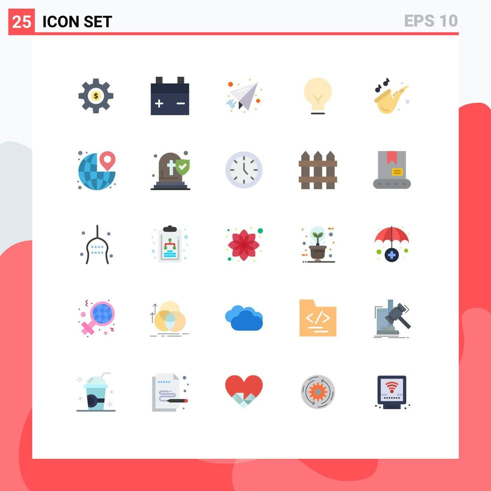 Universal Icon Symbols Group of 25 Modern Flat Colors of music ui mail basic light Editable Vector Design Elements