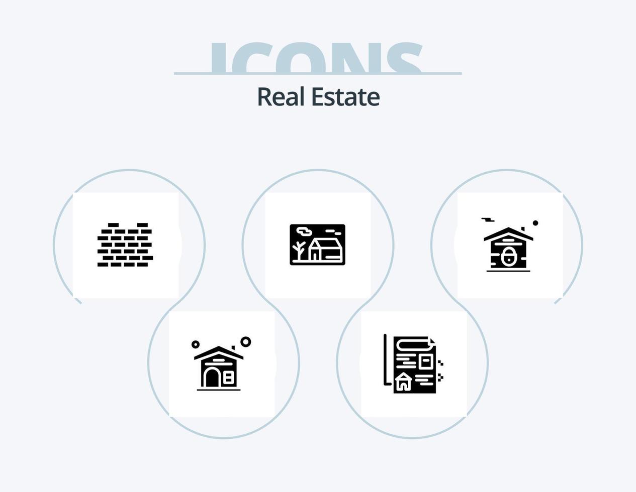 Real Estate Glyph Icon Pack 5 Icon Design. real . house . estate . security vector
