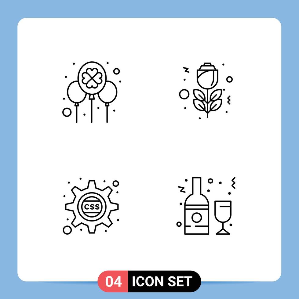 4 Thematic Vector Filledline Flat Colors and Editable Symbols of balloon cog festival red css gear Editable Vector Design Elements